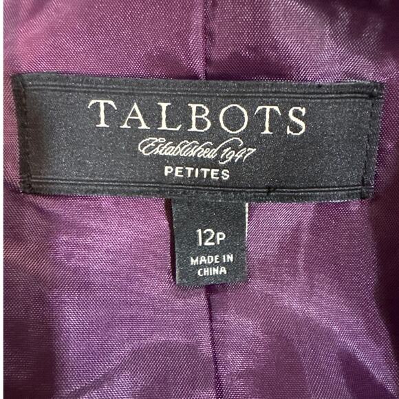 Talbots Velvet One Button Blazer Jacket - Women's 12P Purple - Picture 7 of 8